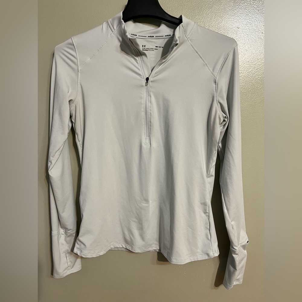 Under Armour Run Womens Light Gray Running Long Sleeve 1/3 Zip Pullover M